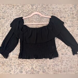 Stylish Black Ruffled Blouse